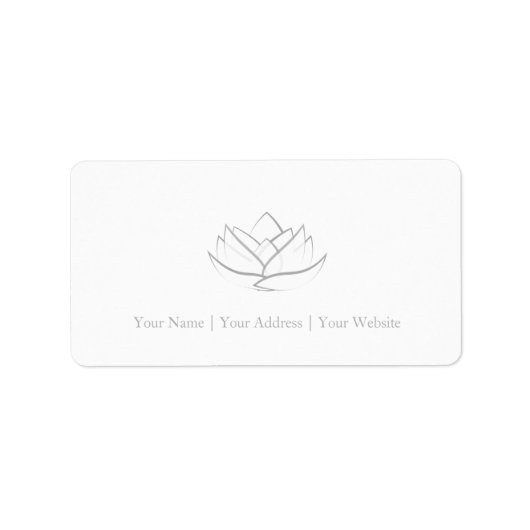 シンプルグレーロータスフラワー差出人住所ラベル ラベル (正面)