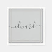 シンプルグレー名前をカスタムする スタンダードカクテルナプキン (正面)