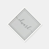 シンプルグレー名前をカスタムする スタンダードカクテルナプキン (角)
