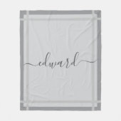 シンプルグレー名前をカスタムする フリースブランケット (正面)