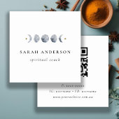 シンプルグレー月月月相QRコード スクエア名刺