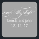 シンプルグレー白の日付のステッ結婚カーを保存<br><div class="desc">シンプル冬の結婚式の日付シールを保存する灰色の白。保存のスクリプトフォント日付の単語はモダン、カスタマイズ可能な新婦の名前と新婦の日付のシンプルフォントと組み合わ結婚れる</div>