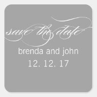 シンプルグレー白の日付のステッ結婚カーを保存