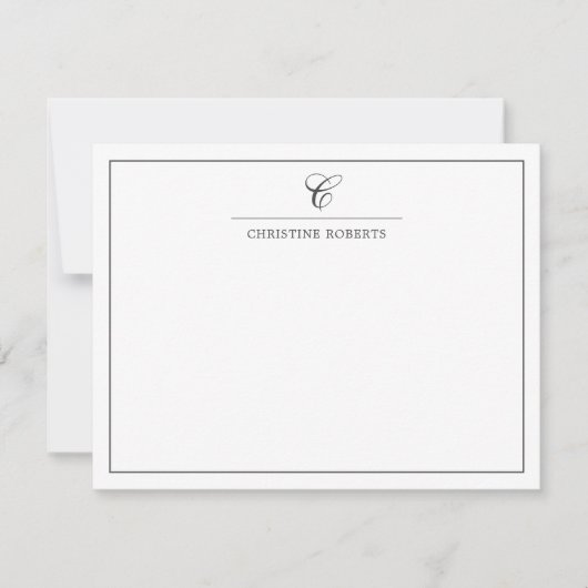 シンプルグレー白スエレガントクリプト ノートカード (正面)