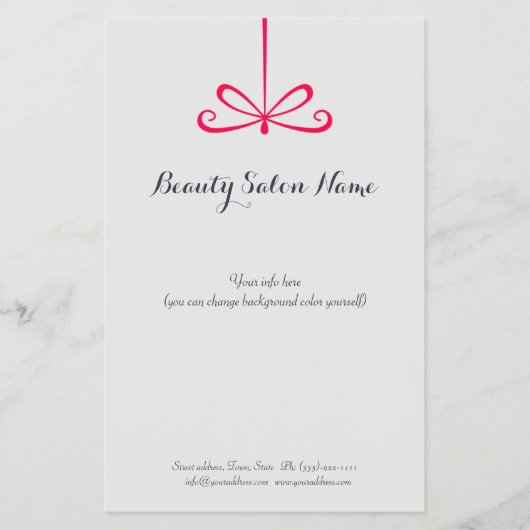 シンプルグレー美容師ピンクリボン価格表 チラシ (正面)