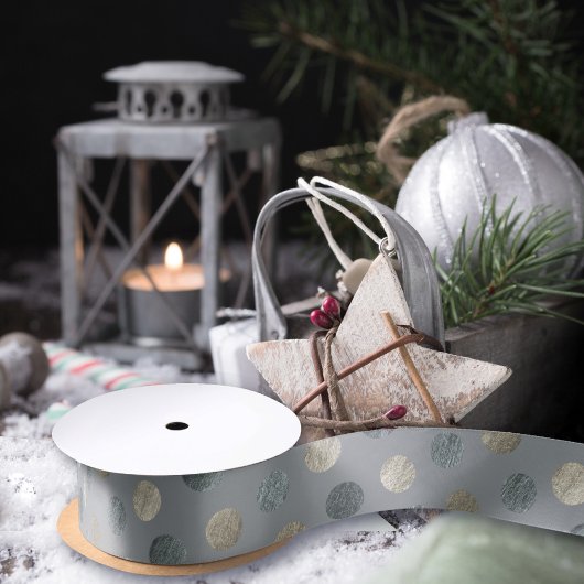 シンプルグレー&シルバー水玉模様モダン&エレガント サテンリボン