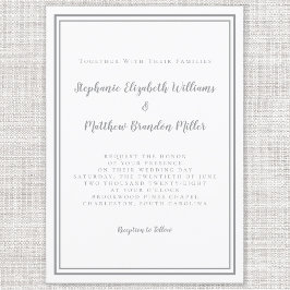 シンプルグレー&ホワイトのシック結婚ミニマモダンリスト 招待状