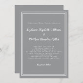 シンプルグレー&ホワイト結婚ズシックミニマモダンリスト 招待状 (正面/裏面)