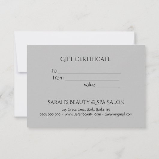 シンプルグ素朴レイ美しいカスタムギフト証明書 (裏面)