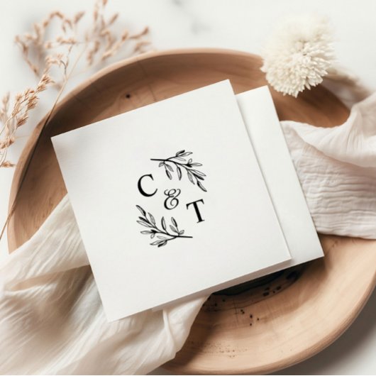 シンプルグ結婚レリーモノグラム スタンダードカクテルナプキン