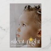 シンプルグ静かリーンナイトクリスマススター2枚の写真 箔シーズンカード (正面)