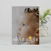 シンプルグ静かリーンナイトクリスマススター2枚の写真 箔シーズンカード (立ち正面)