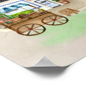 シンプルケーキカート付きカフェ – 暖かくエレガント ポスター (角)