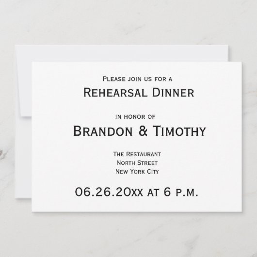 シンプルゲイ結婚のリハ招待状 招待状 (正面)