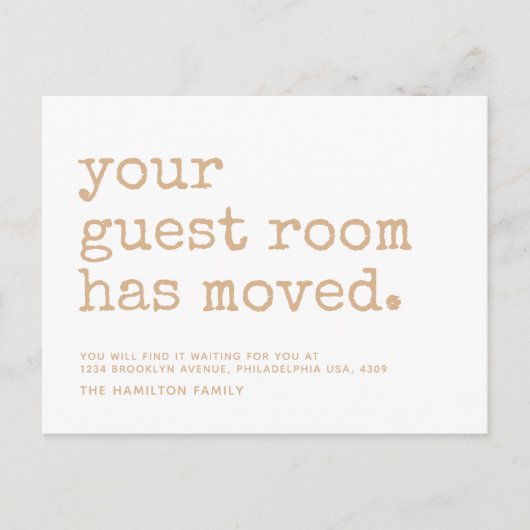 シンプルゲストルームのタイプライターが移動 案内ポストカード (正面)