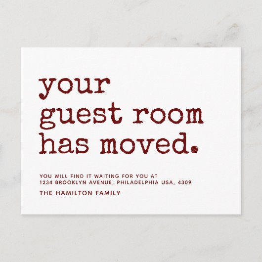 シンプルゲストルームのタイプライターが移動 案内ポストカード (正面)