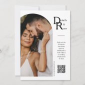 シンプルゲージグモダンリーミニマルンBohoアーチQRコード 招待状 (裏面)