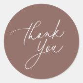 シンプルココアブラウン書道台本ありがとう ラウンドシール (正面)