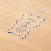 シンプルコバルトブルースクイグルフレモダンーム結婚ズ アクリル招待状 (レイダウン)