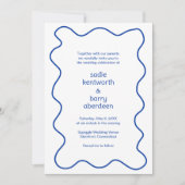 シンプルコバルトブルースクイグルフレモダンーム結婚ズ 招待状 (正面)