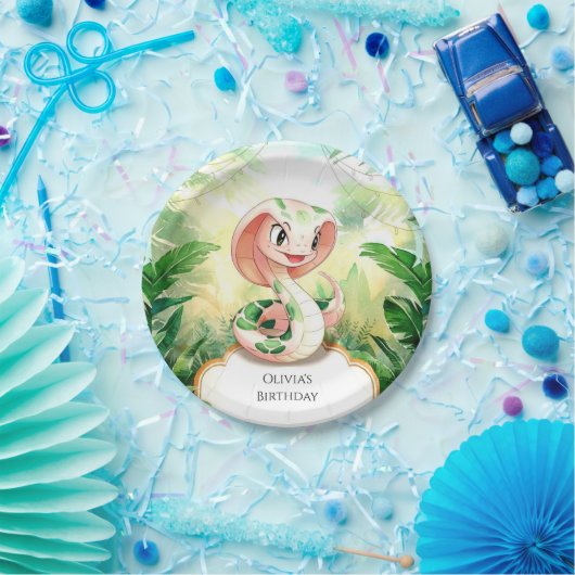 シンプルコブラスネーク誕生日 ペーパープレート (パーティー)