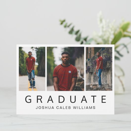 シンプルコラージュのミニマル卒業式 案内状 (スタンド正面)