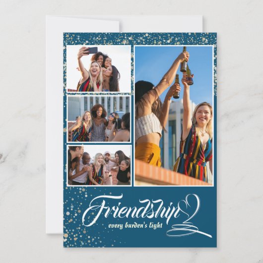 シンプルコラージュの友だち写真ホリデーカード サンキューカード (正面)