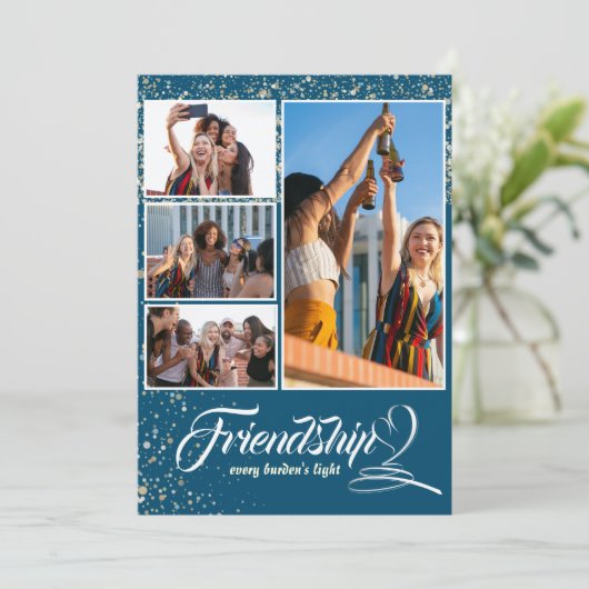 シンプルコラージュの友だち写真ホリデーカード サンキューカード (スタンド正面)