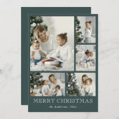 シンプルコラージュクリスマスダークフォレストグリーン シーズンカード (正面/裏面)