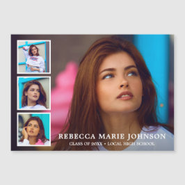 シンプルコラージュモダン卒業 マグネット招待状