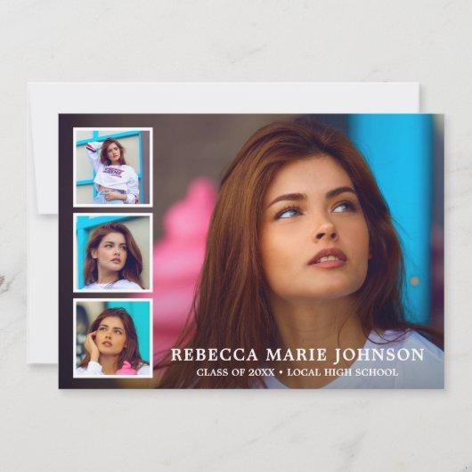 シンプルコラージュモダン卒業 案内状 (正面)