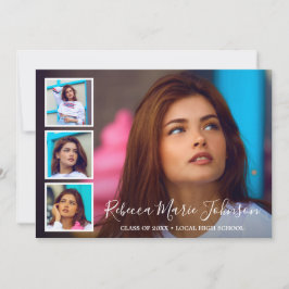 シンプルコラージュモダン卒業 案内状