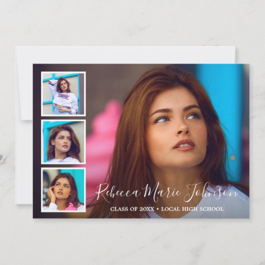 シンプルコラージュモダン卒業 案内状 (正面)