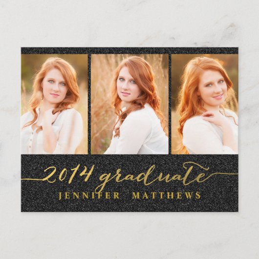 シンプルコラージュ |卒業パーティー招待状 インビテーションポストカード (正面)