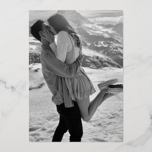 シンプルコンテンポラリーモダン写真結婚のバラ金ゴールド 箔招待状 (裏面)