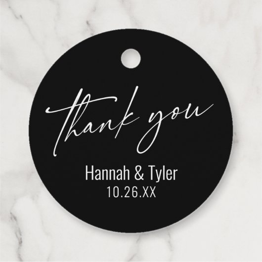シンプルコンテンポラリー手書き黒感謝 フェイバータグ (裏面)