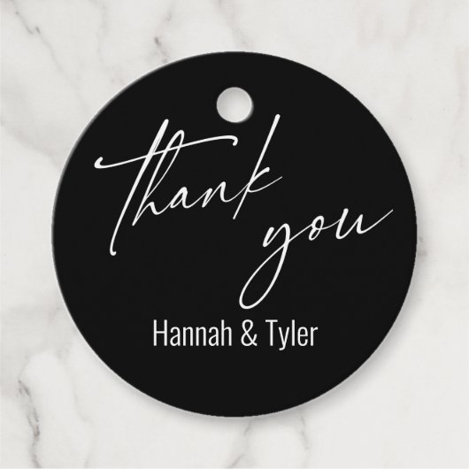 シンプルコンテンポラリー手書き黒感謝 フェイバータグ (正面)