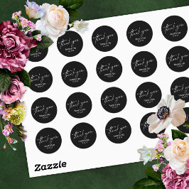 シンプルコンテンポラリー手書き黒感謝 ラウンドシール