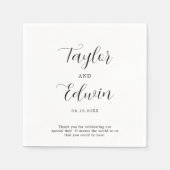 シンプルコンテンポラリー白黒モダン結婚ズ スタンダードカクテルナプキン (正面)