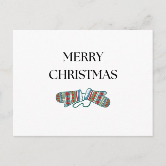 シンプルコージークリスマスミッテンズホリデーポストカード シーズンポストカード (正面)