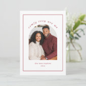 シンプルコージーレッドホワイトスノーフレークホリデーフォト シーズンカード (スタンド正面)