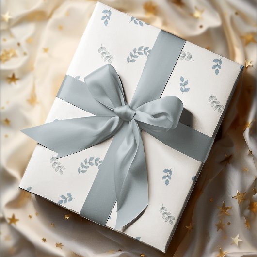 シンプルコージー葉ボホ白背景 ラッピングペーパー