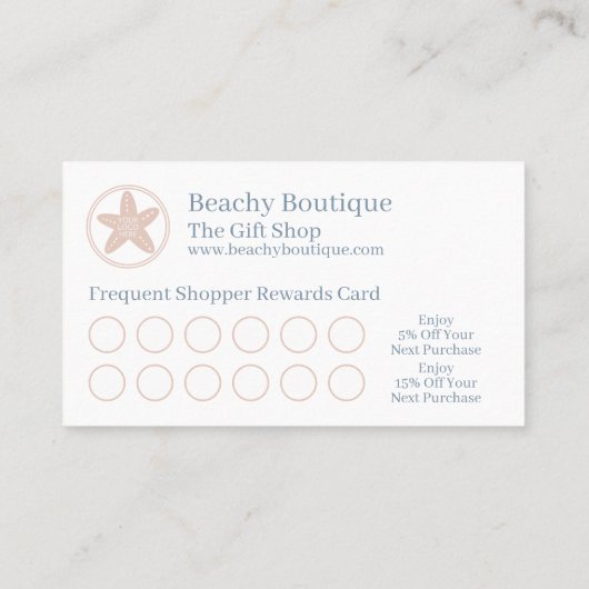 シンプルコースタルビーチハイブティックビジネス ロイヤリティカード (裏面)
