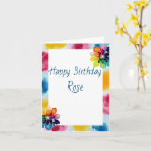 シンプルコーナーとカラフルデザイン、誕生日カード カード (黄色い花)