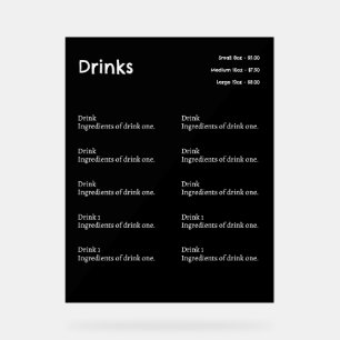 シンプルコーヒーショップ飲み物メニューシンボルや象徴 アクリルサイン