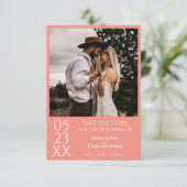 シンプルコーラルピモダンッミニマルク写真結婚の セーブザデート (スタンド正面)