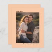 シンプルコーラルピーチ結婚バジェット招待状 (正面/裏面)