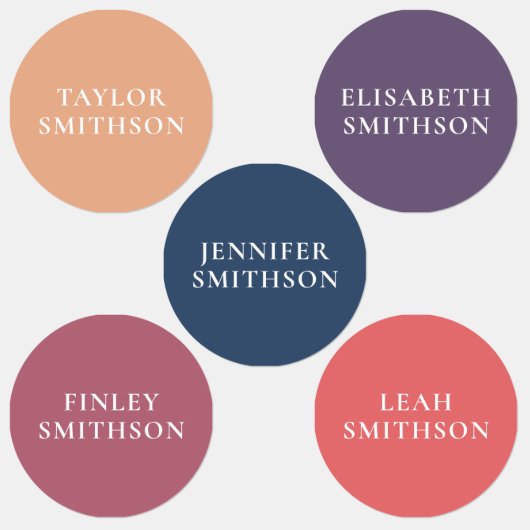 シンプルコーラルミニマルネイビーブルー名前をカスタムするスクール ラベル (グループ)