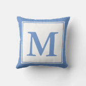 シンプルコーンフラワーブルーアンドホワイトモノグラムの クッション (裏面)
