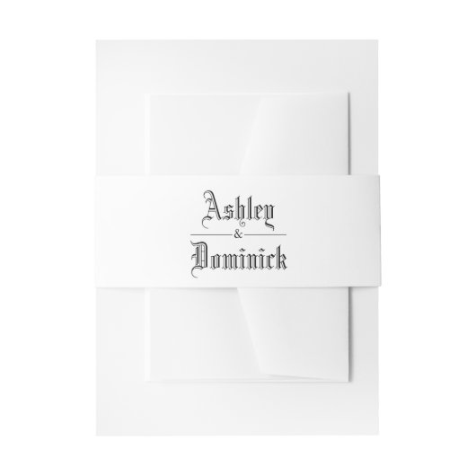 シンプルゴシック様式の白黒エレガント 招待状ベリーバンド (正面例)